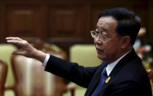 Thailand's Transport Minister Arkhom Termpittayapaisith gestures during an interview with Reuters at the Transport Ministry in Bangkok, Thailand, February 29, 2016.